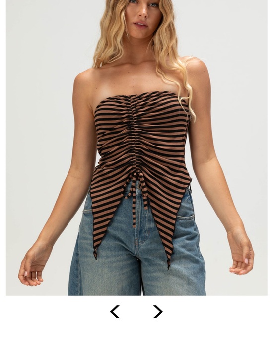 Urban Outfitters Tops - Urban outfitters Stripe black/brown  tube top with ruching Alternative Grunge